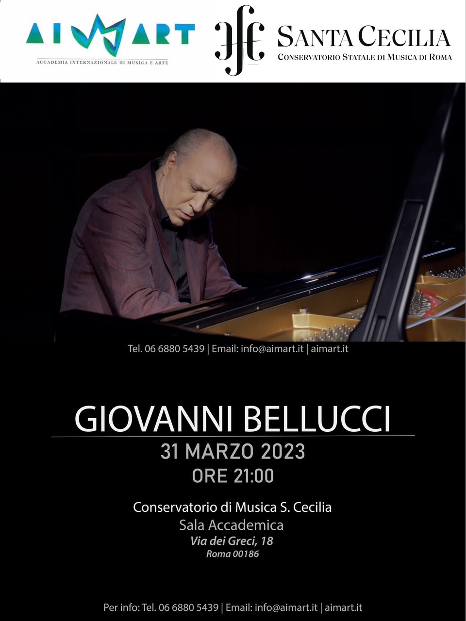 Roma, 31 marzo 2023, ore 21<br />
Sala Accademica del Conservatorio di S. Cecilia, via dei Greci 18</p>
<p>Il pianista Giovanni Bellucci in concerto: in viaggio con Franz Liszt